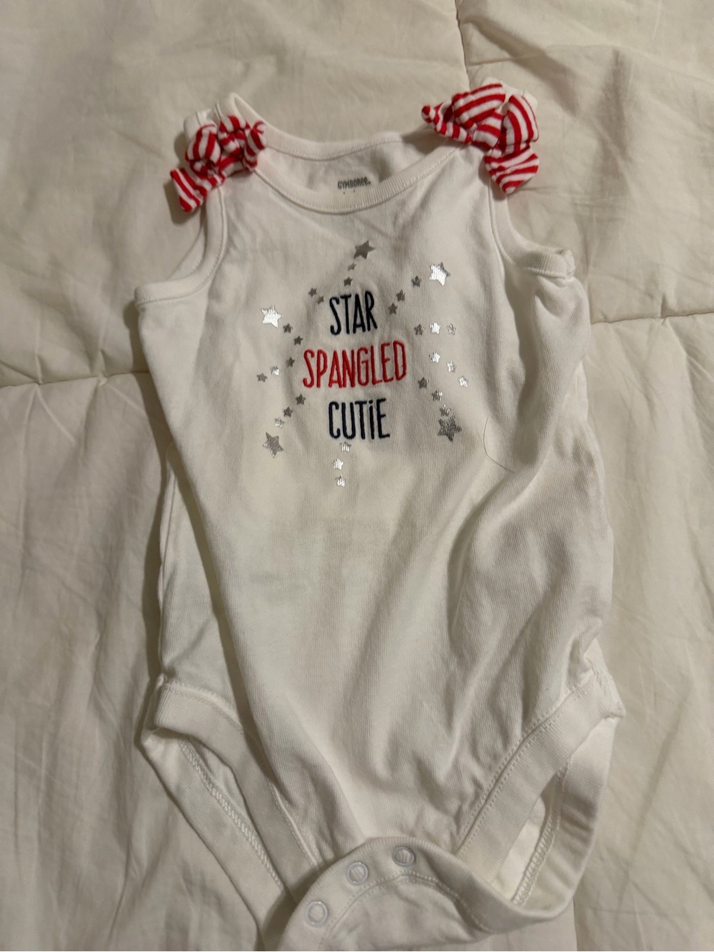 Gymboree White Tank Bodysuit with Red Stripe Accents